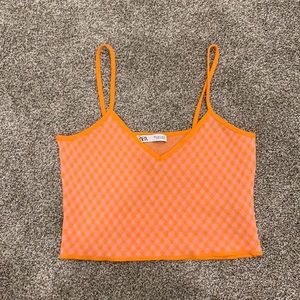Zara Orange and Pink Argyle tank top NWOT
